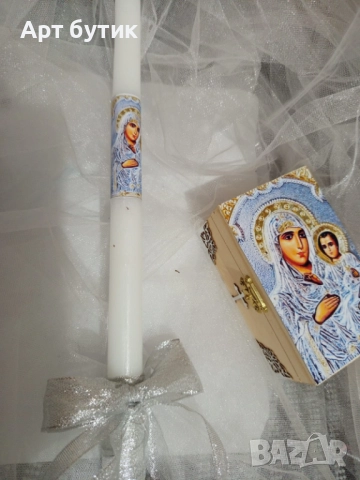 Бароков арт комплект за свето Кръщение , модел Св. Богородица, снимка 13 - Декорация - 52741287