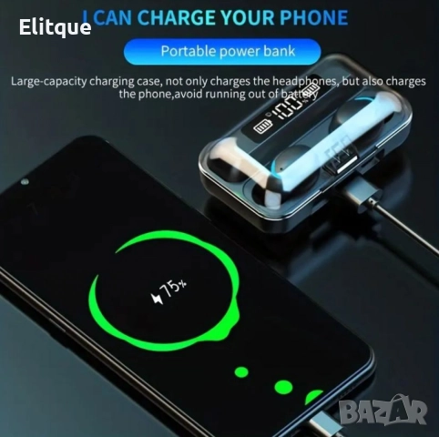 Bезжични bluetooth слушалки TWS – 9D Стерео спортни слушалки с кутия за зареждане и микрофон BTH-F9-, снимка 6 - Други - 52851760