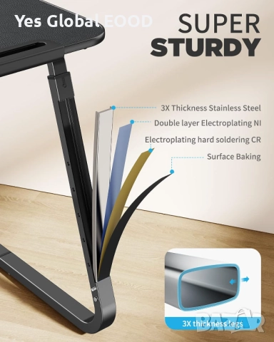 SAIJI помощна маса с регулируема височина и поставка за чаша, снимка 5 - Маси - 52803703