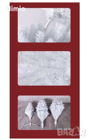 Коледна Снежно бяла елха с шишарки + метална стойка  ТОП ПРЕДЛОЖЕНИЕ, снимка 2 - Декорация за дома - 42454496