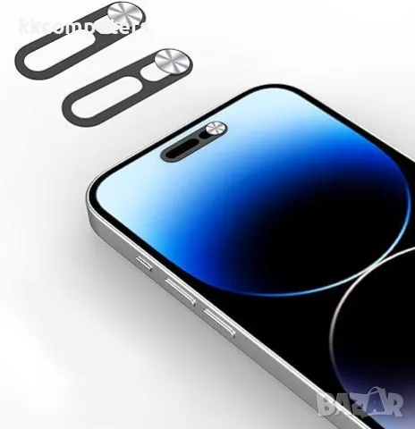 Стъклен screen protector privacy Камера Blackout / Сребърен / за iPhone 15 Pro Max 6.7 Баркод : 2403