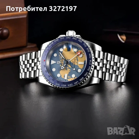 PAGANI DESIGN автоматичен часовник с Японски механизъм SEIKO NH34 GMT,стъкло сапфир,водоустойчив