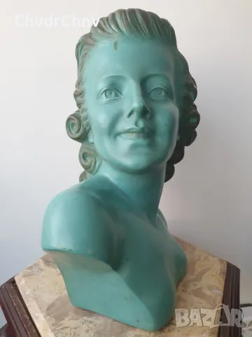 ARNOVA 441 статуя 40см/Арт Деко стара френска керамична фигура/манекен-бюст на жена, снимка 2 - Статуетки - 50224144