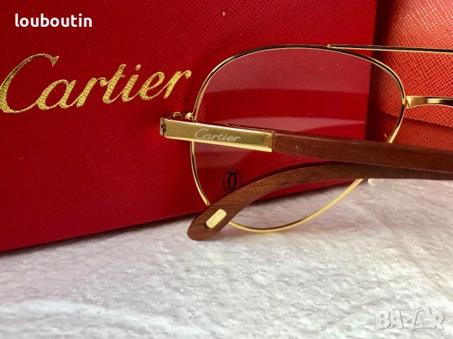 Cartier висок клас мъжки слънчеви очила авиатор с дървени дръжки, снимка 12 - Слънчеви и диоптрични очила - 42843343