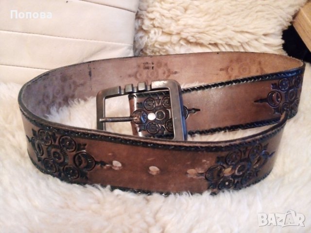 Уникален марков колан естествена кожа с медна тока , снимка 3 - Колани - 39014974