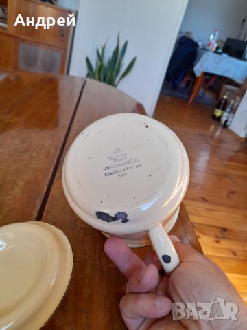 Стар емайлиран чайник #15, снимка 6 - Антикварни и старинни предмети - 42654685