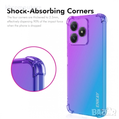 ENKAY TPU Калъф и Протектор за Honor X5c Plus 4G / Honor X5c 4G - Усилени ъгли, 4 Градиентни цветове, снимка 5 - Калъфи, кейсове - 52638157