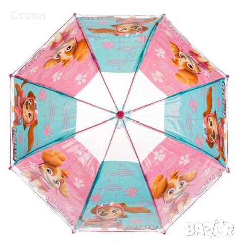 Paw Patrol Skye Skye Ръчен детски прозрачен розов чадър за дъжд 64см