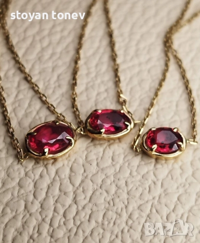 Златна верижка/гривна с естествени рубини! Уникат с многолика визия! Нов!, снимка 12 - Колиета, медальони, синджири - 48198235