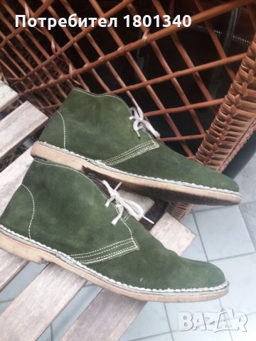 Естествена кожа- каучукова подметка мъжки боти, масленозелени- 43 номер , снимка 2 - Ежедневни обувки - 31062899