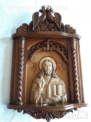 Дърворезба- домашен иконостас с резбован релеф на Исус Христос, снимка 4 - Други - 29190441