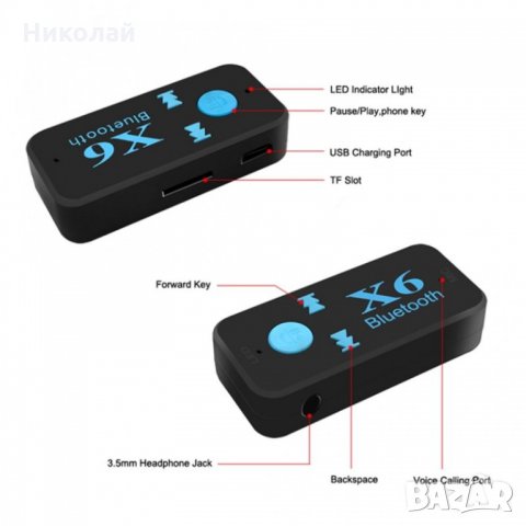 Bluetooth Audio Aux Adapter блутут адаптер с микрофон, снимка 5 - Други - 29953390