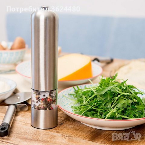 Електрическа мелничка от неръждаема стомана за сол и пипер, снимка 10 - Аксесоари за кухня - 39932448