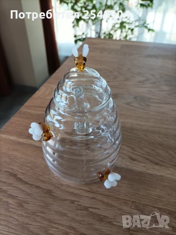 Стъклен буркан за мед с лъжичка, снимка 4 - Аксесоари за кухня - 50858133