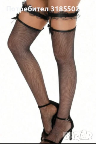 Мрежести чорапи с акцент панделка, снимка 2 - Дамски чорапи - 51221061