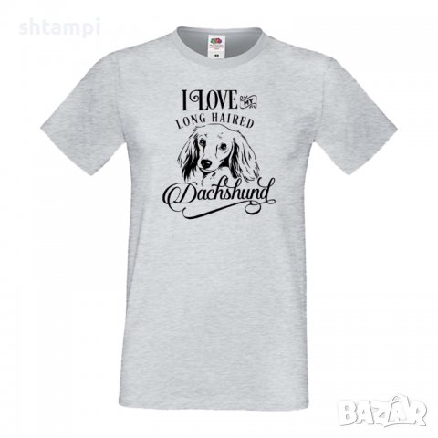 Мъжка тениска I Love My Long Haired Dachshund Dog,Куче, животно,подарък,изненада, снимка 4 - Тениски - 36935334