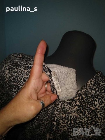 Ватирана блуза в леопардов принт "Pieces"® / голям размер , снимка 5 - Блузи с дълъг ръкав и пуловери - 30501313