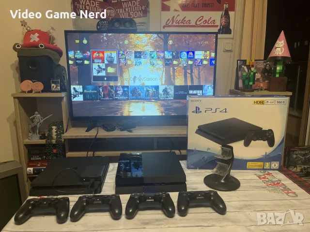 PS4 500GB + 4TB външен + 4 джойстика | Идеално състояние | Само РАЗМЯНА