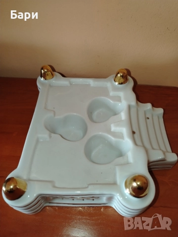 Рядка порцеланова мастилница Баба Вида/Видин с позлата, снимка 6 - Колекции - 52138537