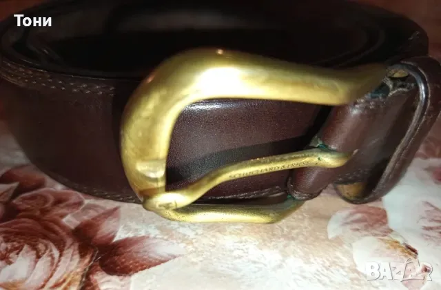 SCHUCHARD & FRIESE Оригинал Мъжки Тъмно Кафяв Колан Изцяло от Естествена Кожа 125см., снимка 7 - Колани - 48468804