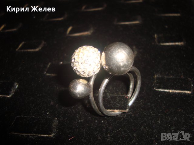 СТАР СРЕБЪРЕН ВИНТИДЖ ТОПЧЕСТ АРТ ДИЗАЙНЕРСКИ ПРЪСТЕН с БЯЛ ЕМАЙЛ и КРИСТАЛЧЕТА 19446, снимка 10 - Пръстени - 31595555