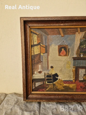 Стара много добра антикварна белгийска картина масло върху платно , снимка 5 - Антикварни и старинни предмети - 50781900