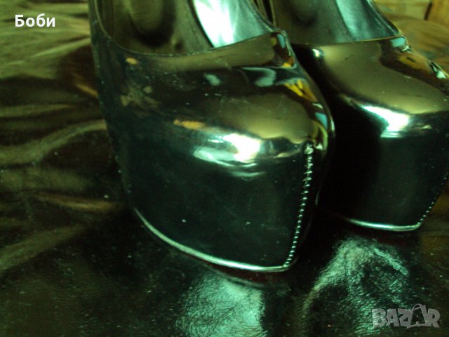 Лачени обувки-черни с 15см ток, снимка 7 - Дамски елегантни обувки - 29929090