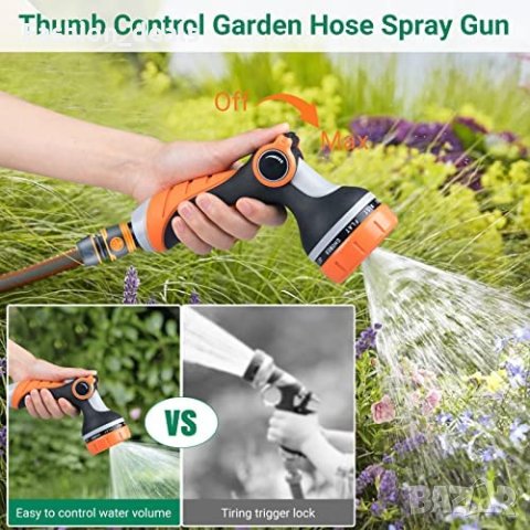 Пистолет за градински маркуч 10 струи поливане на растения, миене кола, снимка 4 - Напояване - 40848273