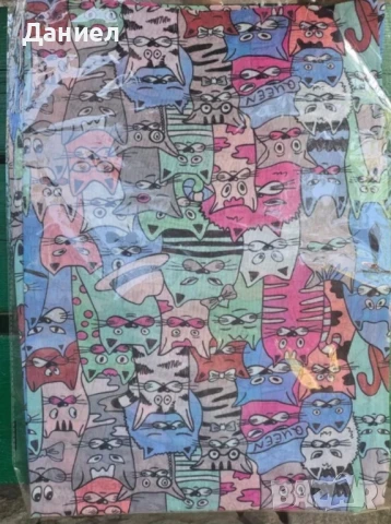 Шал памук и кашмир с котки, снимка 2 - Шалове - 51014157