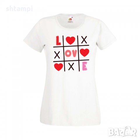 Дамска тениска Свети Валентин Tic Tac Toe Love 1, снимка 3 - Тениски - 35648696