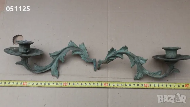 масивни бронзови свещници , снимка 2 - Антикварни и старинни предмети - 48512653
