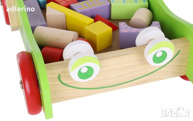Детска игра, Дървена количка с блокчета, игра дървен конструктор, снимка 7 - Играчки за стая - 34394716