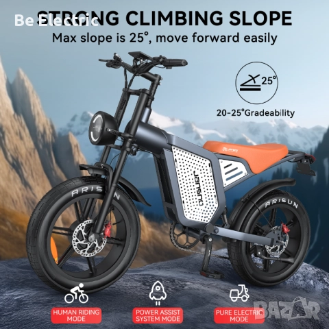 НОВО!!! Електрически Велосипед Janso X60 2x750W 48V/23AH, снимка 7 - Велосипеди - 52864290