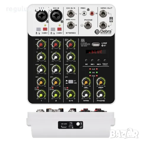 Смесителен пулт, Debra V4, DJ Mixer, Bluetooth, Usb player, Plug and Play , снимка 2 - Ресийвъри, усилватели, смесителни пултове - 49416731