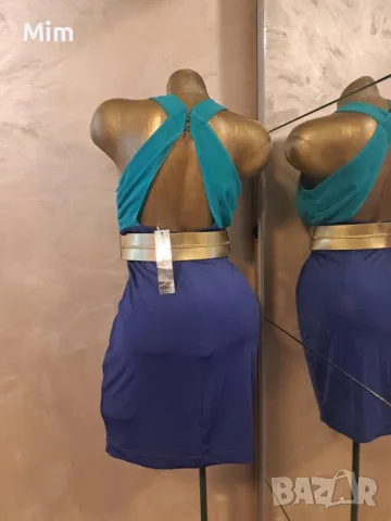 L Елегантна,къса рокля със златист кожен колан @, снимка 3 - Рокли - 48440985