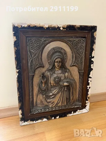 Метална картина на Богородица, снимка 5 - Икони - 48077600