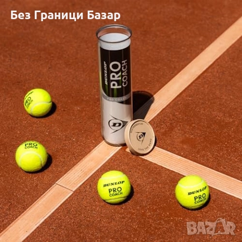 Нови Топки за тенис Dunlop Pro Coach 4 броя за всички настилки, снимка 2 - Тенис - 51759842