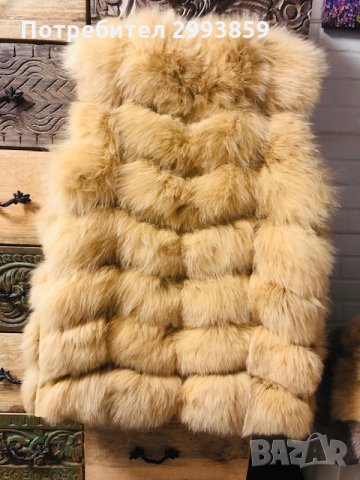 Елек естествена кожа лисица 70см*камел, снимка 6 - Елеци - 32013324