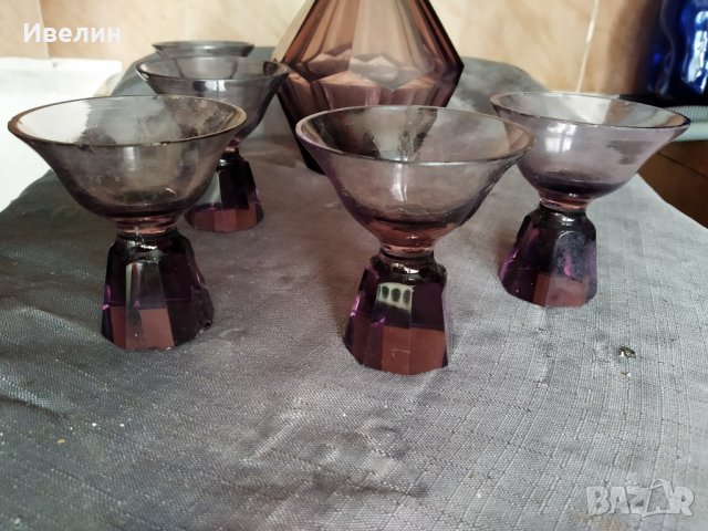 стар стъклен сервиз, снимка 2 - Антикварни и старинни предмети - 30247306