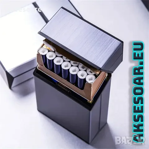 Качествена джобна кутия за стандартни цигари 80 мм. калъф от алуминиева сплав за пушачи за Подарък, снимка 3 - Табакери - 50232526