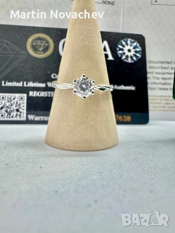 Сребърен пръстен с мойсанит (Диамант) 0.5 карата, снимка 3 - Пръстени - 51370764