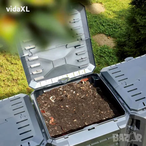 vidaXL Градински компостер, черен, 1600 л, снимка 4 - Разсади - 56146667