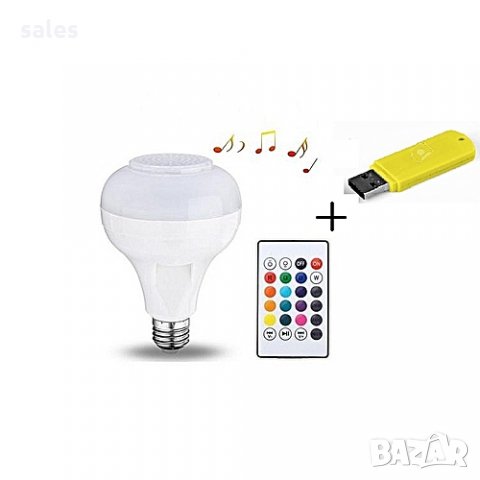 RGB Smart крушка с блутут, USB+Подарък-Фасунга за контакт и флашка, снимка 2 - Bluetooth тонколони - 30127059