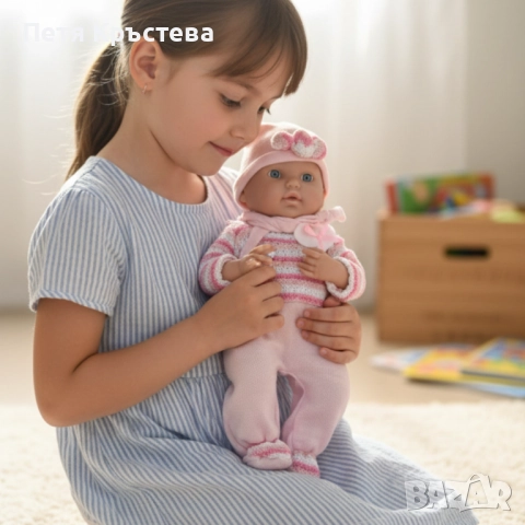 Кукла бебе с пълен комплект – Шише, пижама, легълце и аксесоари - 42 см - НА БЪЛГАРСКИ, снимка 6 - Кукли - 52713603