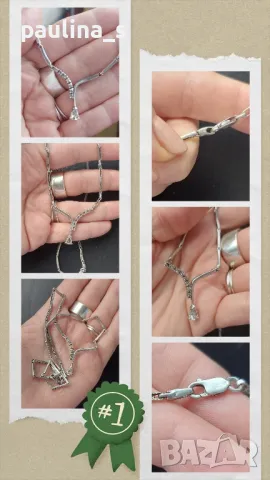 Два броя / Сребърно колие с камъни / проба 925 Italy , снимка 18 - Колиета, медальони, синджири - 49312478