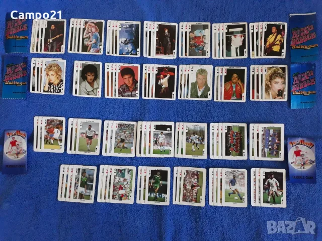 52 от 56 Dandy Rock 'n Bubble Cards 1986 г. + 44 от 54 Dandy Bubble Gum Euro Football Cards 1988 г.