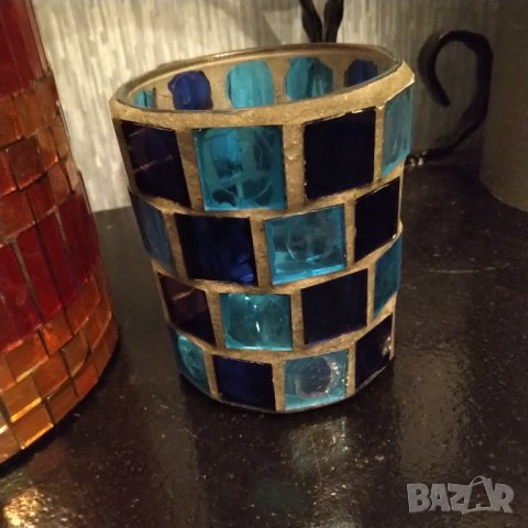 намаление Свещник  Арт Деко стил "тифани" цветен кристал 