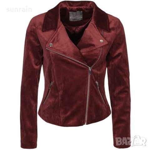 дамско яке велур бордо тъмно червено, снимка 1