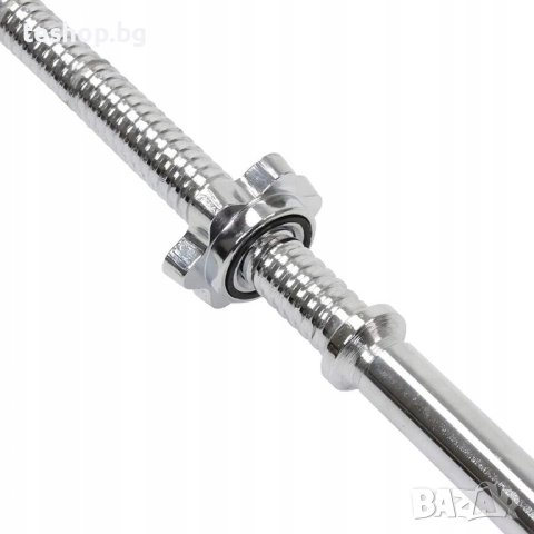 Хромирана щанга 140 см + звездовидни гайки Physionics, снимка 2 - Фитнес уреди - 52338724