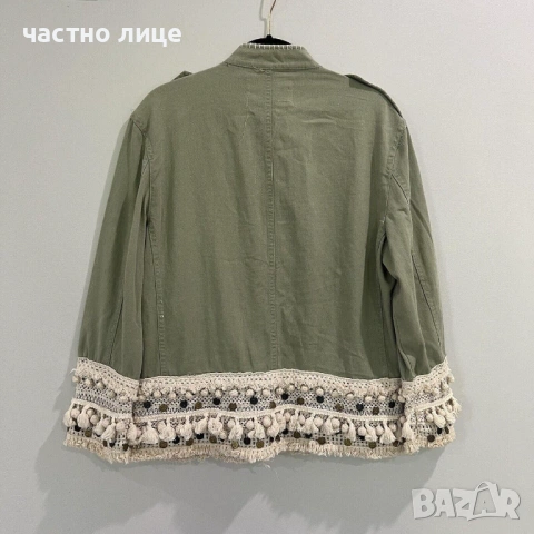 Дамско зелено памучно якенце Zara, снимка 5 - Якета - 54176839